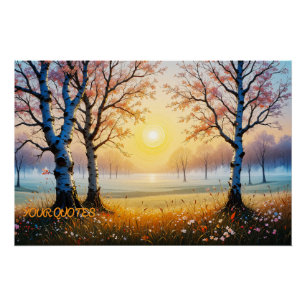 Sonnendurchflutete Birkenwaldlichtung Poster