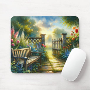 Sonnendurchflutete Gartentor-Szene Mousepad
