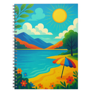 Sonnendurchflutete Sommerlandschaft – DreamVerse7 Notizblock