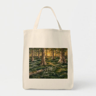 Sonnendurchfluteter Wald-Wildblumenwald Tragetasche