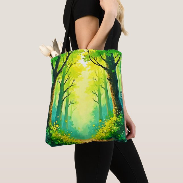 Sonnendurchfluteter Waldweg Tasche (Von Nahem)
