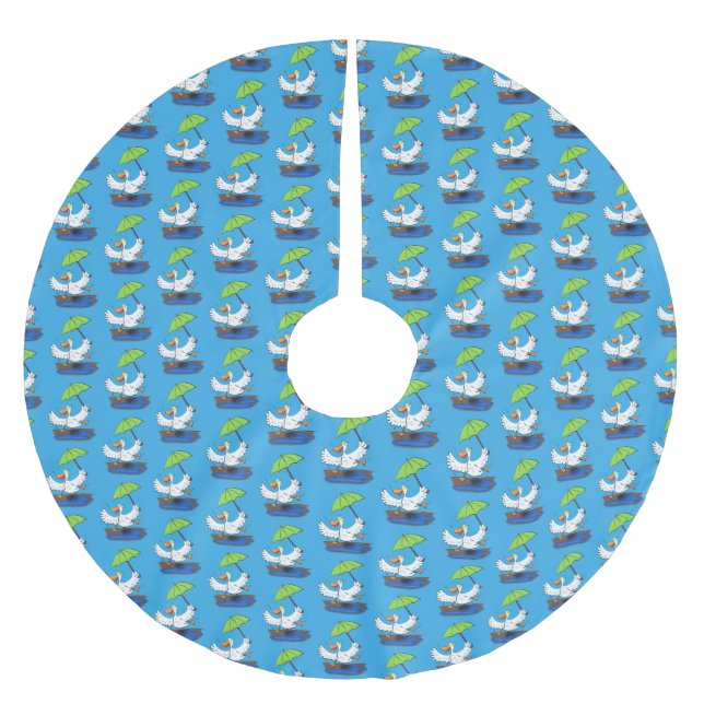 Sonnendute mit Schirm tanzender Cartoon Polyester Weihnachtsbaumdecke (Vorderseite)