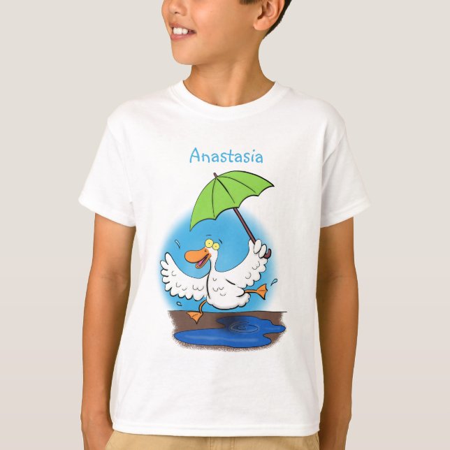 Sonnendute mit Schirm tanzender Cartoon T-Shirt (Vorderseite)