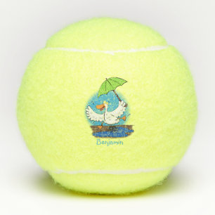 Sonnendute mit Schirm tanzender Cartoon Tennisbälle
