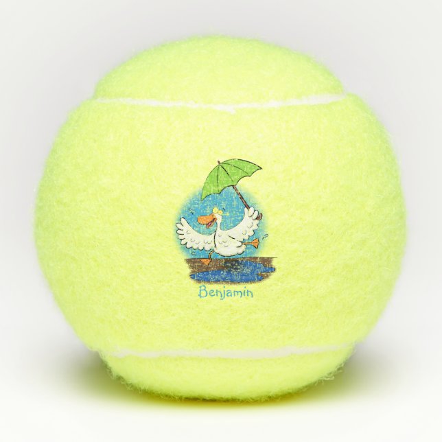 Sonnendute mit Schirm tanzender Cartoon Tennisbälle (Vorderseite)