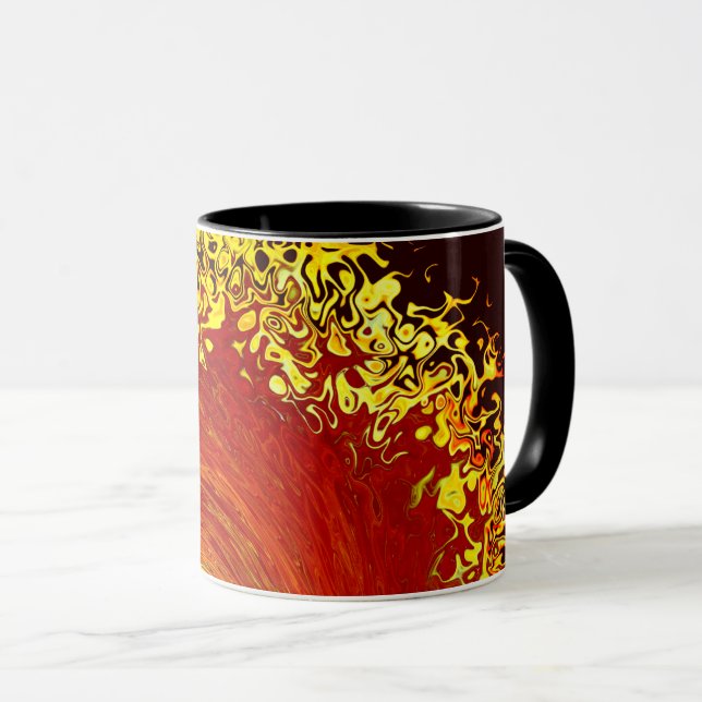 Sonnenexplosionsgelb-orangefarbenes abstraktes Mus Tasse (VorderseiteRechts)