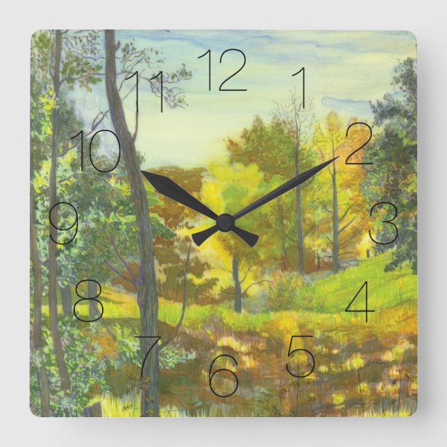 Sonnenfallmalerei Wasserfarbe Quadratische Wanduhr (Vorderseite)