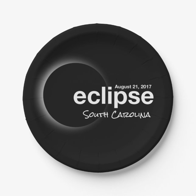 Sonnenfinsternis 2017 South Carolina Pappteller (Vorderseite)
