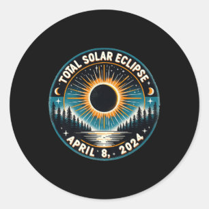 Sonnenfinsternis Astronomie Vintage 2024 Sonnenfin Runder Aufkleber