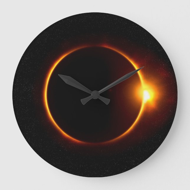 Sonnenfinsternis dunkler Sun u. Mond Große Wanduhr (Vorderseite)