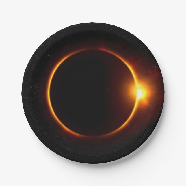 Sonnenfinsternis dunkler Sun u. Mond Pappteller (Vorderseite)