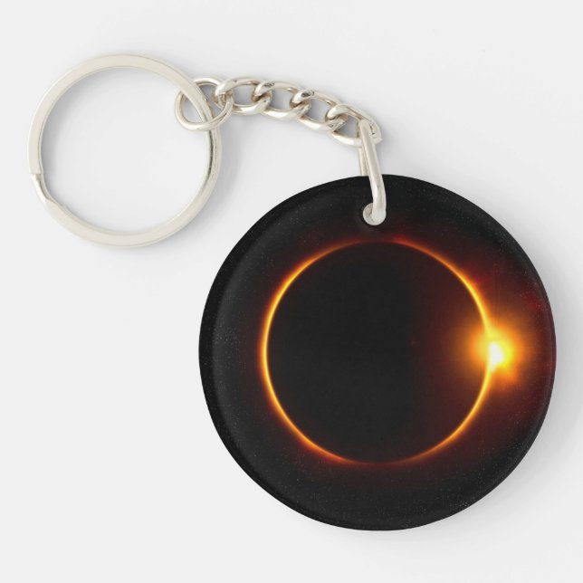 Sonnenfinsternis dunkler Sun u. Mond Schlüsselanhänger (Vorderseite)