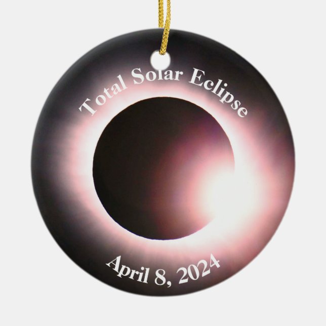 Sonnenfinsternis insgesamt 8. April 2024 Keramik Ornament (Vorne)