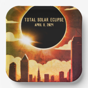 Sonnenfinsternis insgesamt CITY 8. April 2024 Sonn Pappteller