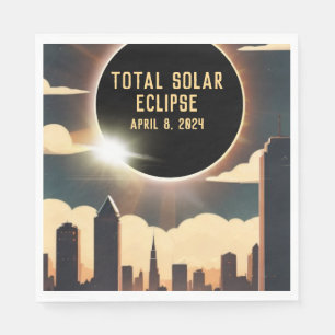 Sonnenfinsternis insgesamt CITY 8. April 2024 Sonn Serviette