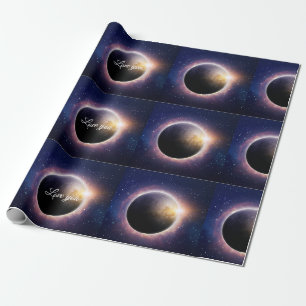 Sonnenfinsternis, realistisch blau geschenkpapier