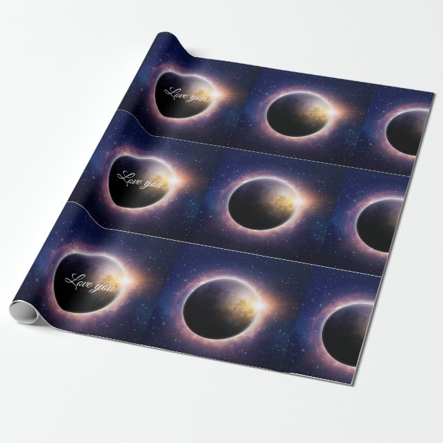 Sonnenfinsternis, realistisch blau geschenkpapier (Ungerollt)