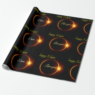 Sonnenfinsternis, realistisch schwarz-gelb geschenkpapier