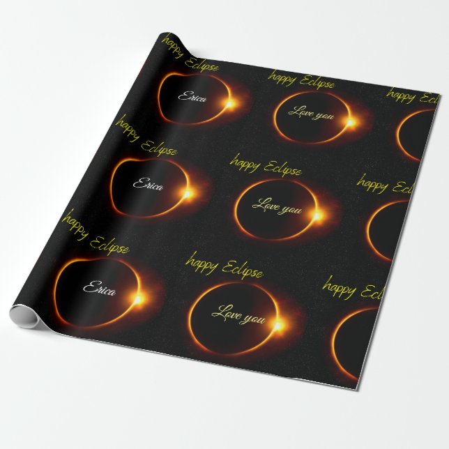 Sonnenfinsternis, realistisch schwarz-gelb geschenkpapier (Ungerollt)