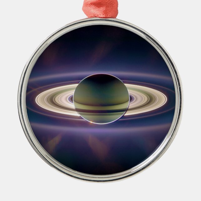 Sonnenfinsternis von Saturn von Cassini Silbernes Ornament (Vorne)