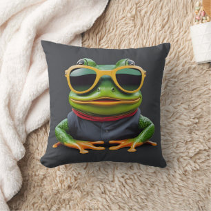 Sonnenfrosch mit Sonnenbrille Kissen