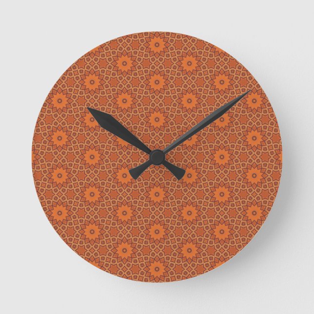 Sonnengebackenes Sternenmedaillon Runde Wanduhr (Vorderseite)
