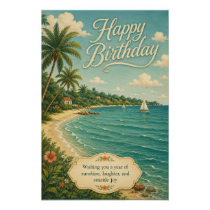 Sonnengeburtstagsflucht am Meer Poster