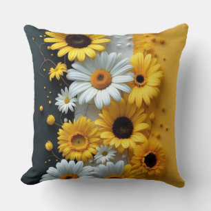 Sonnengeküsste Daisy- und Sonnenblumen-Collage Kissen