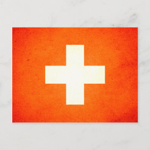Sonnengeküsste Schweizer Flagge Postkarte