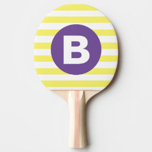 Sonnengelb gestreift mit lila Monogramm Tischtennis Schläger