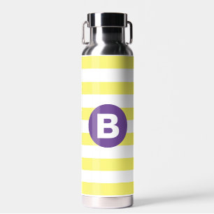 Sonnengelb gestreift mit lila Monogramm Trinkflasche