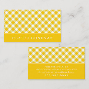 Sonnengelb Gingham Visitenkarte