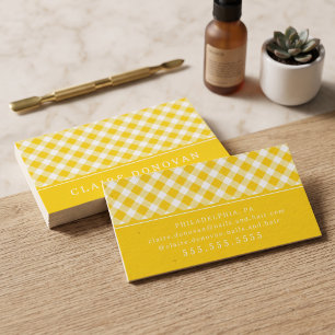 Sonnengelb Gingham Visitenkarte