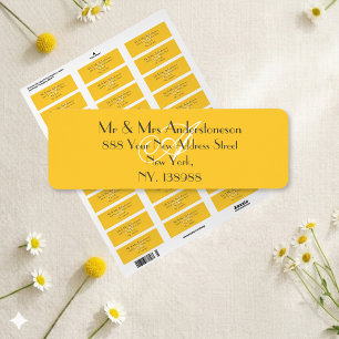 Sonnengelb Hochzeitsweiß Monogramm Rücksendeadress