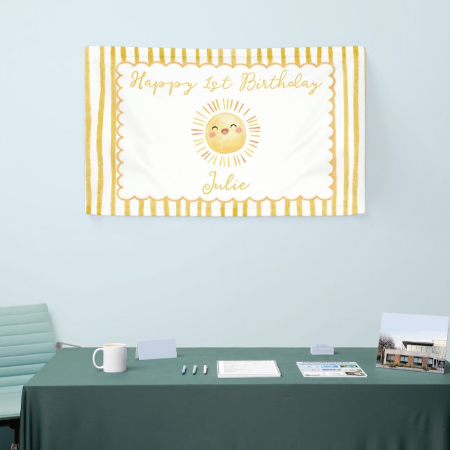 Sonnengelb Streifen Geburtstag Banner (Messeveranstaltung)