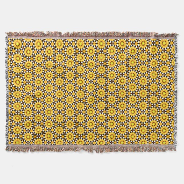 Sonnengelbe Blüten Whimsical Throw Blanket Decke (Vorderseite)