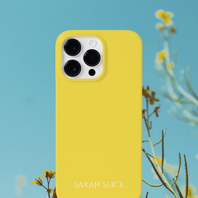 Sonnengelbe Farbe Sommersonnenname iPhone 16 Pro Max Hülle (A bold sunny yellow phone case just for you. Add your name and let it brighten your day)