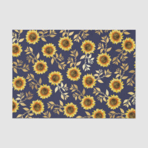 Sonnengelbe goldene Navy Sonnenblumen Blätter Must Seidenpapier