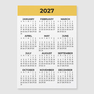 Sonnengelber Magnetkalender 2027 für das ganze Jah Magnetkarte