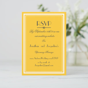 Sonnengelbes Hochzeits-Chic Weißes Schriftbild WS  RSVP Karte