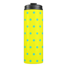 Sonnengelbes Türkis Blaue Polka Dots Thermosbecher