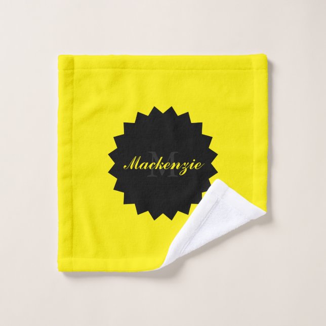 Sonnengelbes Waschtuch mit Name und Anfangsbuchsta Waschlappen (Waschlappen)