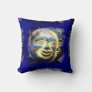 Sonnengesicht/Mondgesicht Himmelblau Kopfkissen Kissen