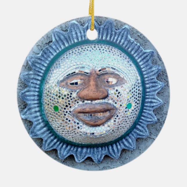 Sonnengesicht/Mondgesichtsverzierung Keramikornament (Hinten)