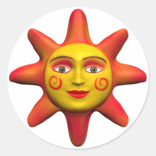 SonnenGesicht Runder Aufkleber