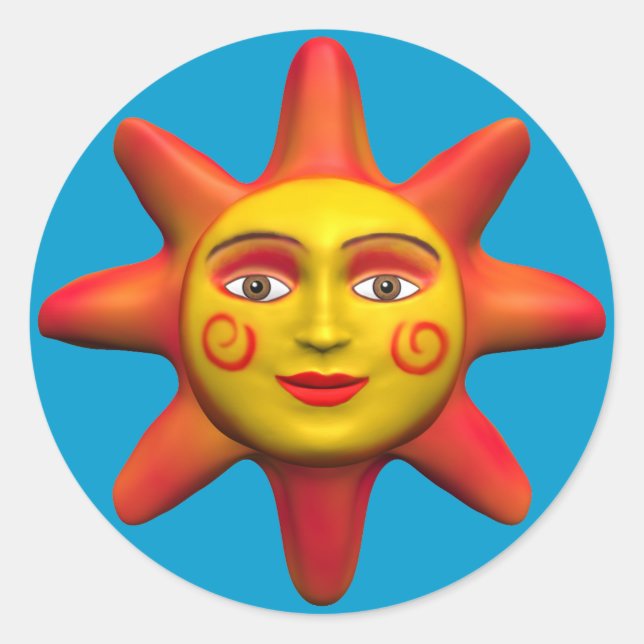 SonnenGesicht Runder Aufkleber (Vorderseite)