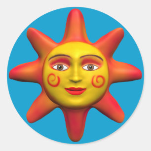 SonnenGesicht Runder Aufkleber