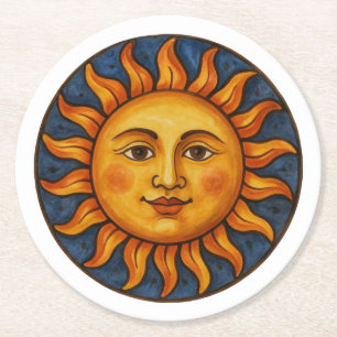 SonnenGesicht Runder Pappuntersetzer
