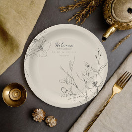 Sonnengewaschene Gartenhochzeit Blumenborder ID128 Pappteller