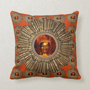 Sonnengott-rotes orange Gold des Kissen- Buddha Kissen
